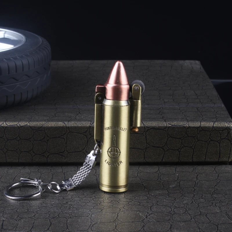 

Retro Mini Bullet Gas Torch Lighters Flame Kerosene Lighter Keychain Pendant Cigarette Metal Gasoline Cigar Lighters Men Gadget