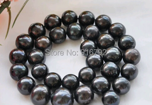 

Wholesale >>>HUGE REAL 18" 12mm ROUND black freshwater cultured PEARL NECKLACE