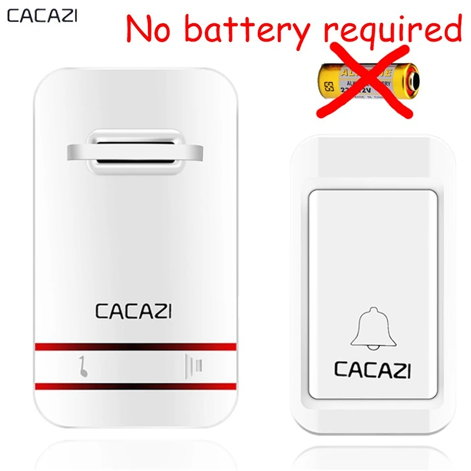 

CACAZI Smart Home Wireless Doorbell No Battery Need Waterproof Doorbell Cordless Remote AC 110V-220V EU US - US