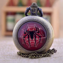 Ретро Винтаж Человек-паук черный/серебро/бронза кварцевые карманные часы аналоговый кулон ожерелье унисекс Карманные& Fob часы