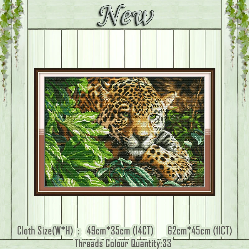 

Leopard animal decor diy painting counted printed on the canvas DMC 11CT 14CT kit Chinese Cross Stitch embroidery needlework Set