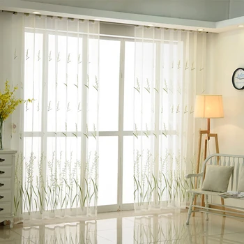 

2019 New Rustic Rice Spike Curtains For The Embroidered Sheer For Kids Bedroom Gauze Yarn Curtain For Living Room