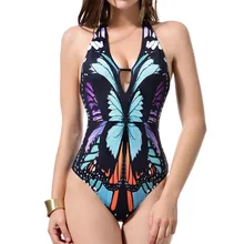 

2018Bikini Woman Butterfly Print Bathing Suit Woman Bikini Conjoined Swimsuit Sexy Back One Piece Bikini Swimming Suit For Woman