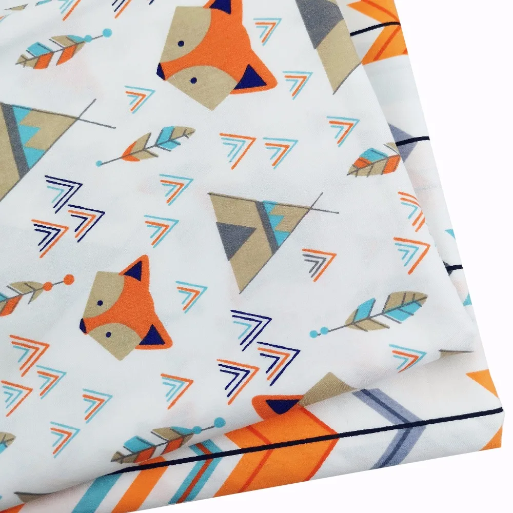 

Foxes Arrow Print Cotton Fabric Diy Sewing Patchwork Quilting Tilda Baby Cloth Cribs Cushions Blanket Home Decor Tissus an Matre