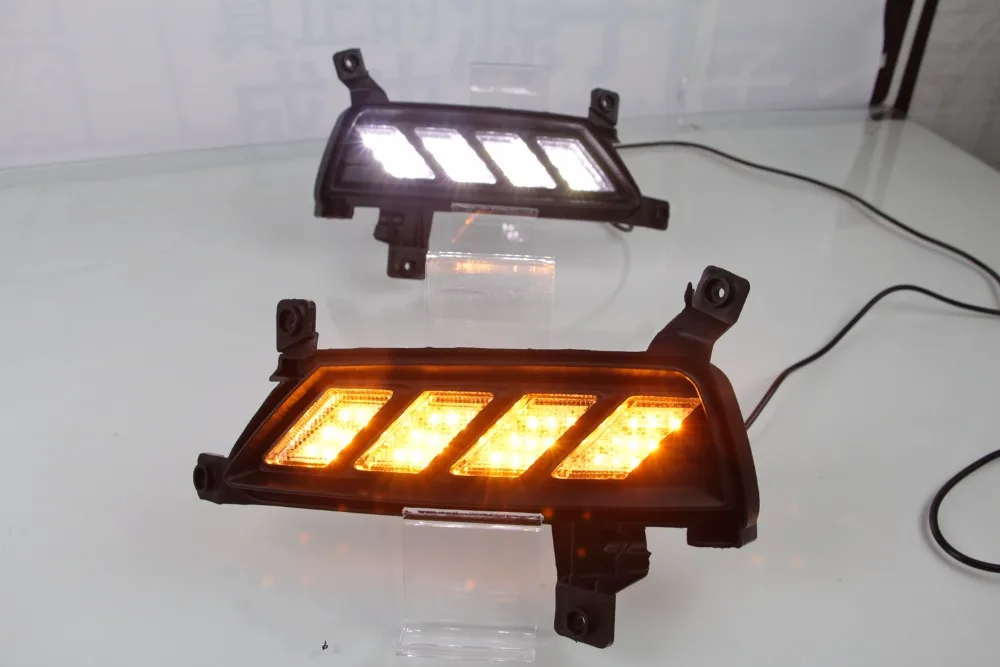 EOsuns led drl дневные ходовые огни с движущимся желтым поворотным сигналом для MG ZS