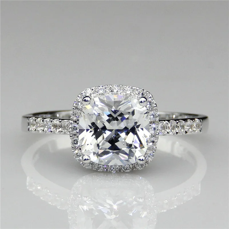 LASAMERO Cushion Cut 2ct Lab Grown Diamond Classic Halo Accents 14k