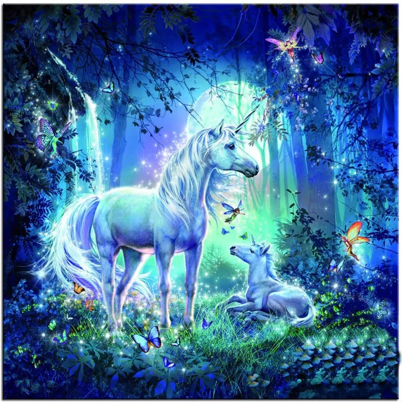

Diy Diamond Painting Colorful Scenery Forest unicorn picture With Diamond Beads Canvas Full Mosaic Diy Diamond Embroidery horse