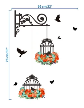 

New Birdcage Flower Flying For Living Room Nursery Room Wall Stickers Vinyl Wall Decals Wall Sticker For Kids Room Home Decor