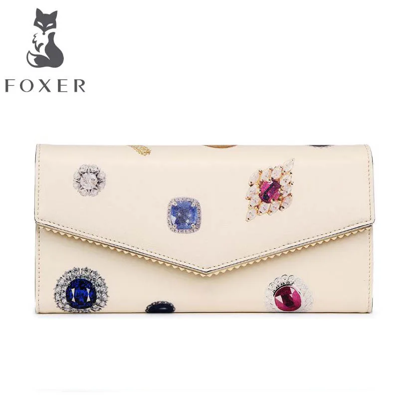 Foxer новая леди бумажник мода gemstone печати долго дикий|wallet wallet|ladies fashion walletsladies wallet |