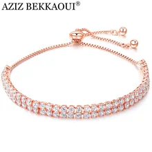 Азиз BEKKAOUI бренд розовое золото Кубический Цирконий Кристалл Регулируемый CZ циркониевые браслеты для женщин романтические Драгоценности подарок