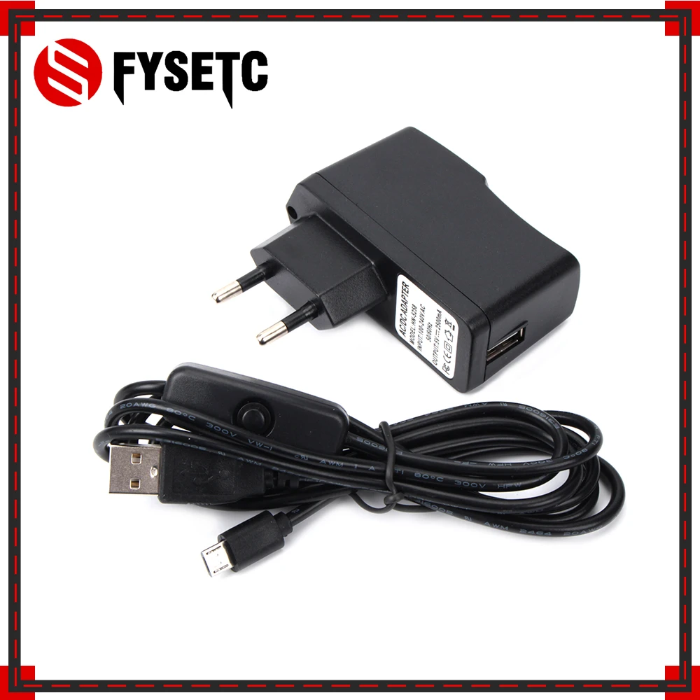 Raspberry Pi 3 EU зарядное устройство 5V 2.5A Micro USB адаптер питания с кнопкой