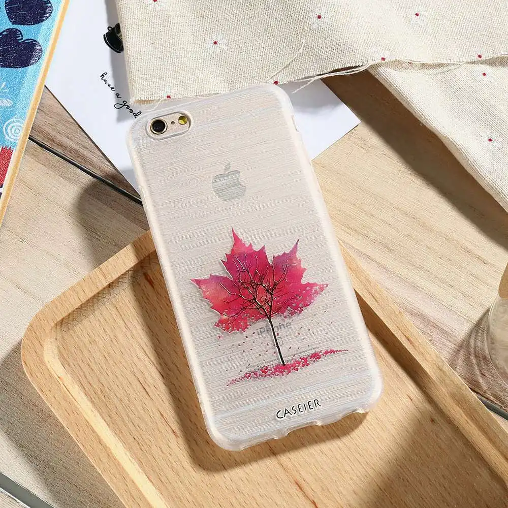 Чехол CASEIER с узором в виде листьев для iPhone X 7 8 6 6S Plu 10 мягкий чехол из ТПУ 5S 5 SE 6s Plus