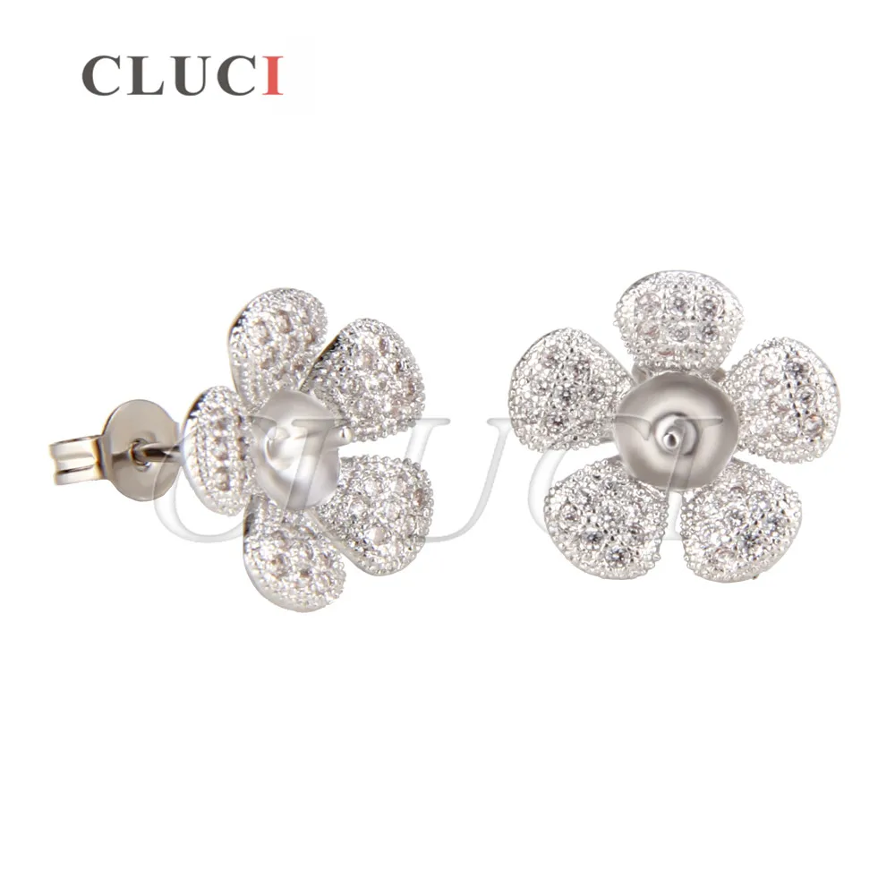 

Free shipping 1 pair romantic 14*14mm silver plated Flower earring fittings