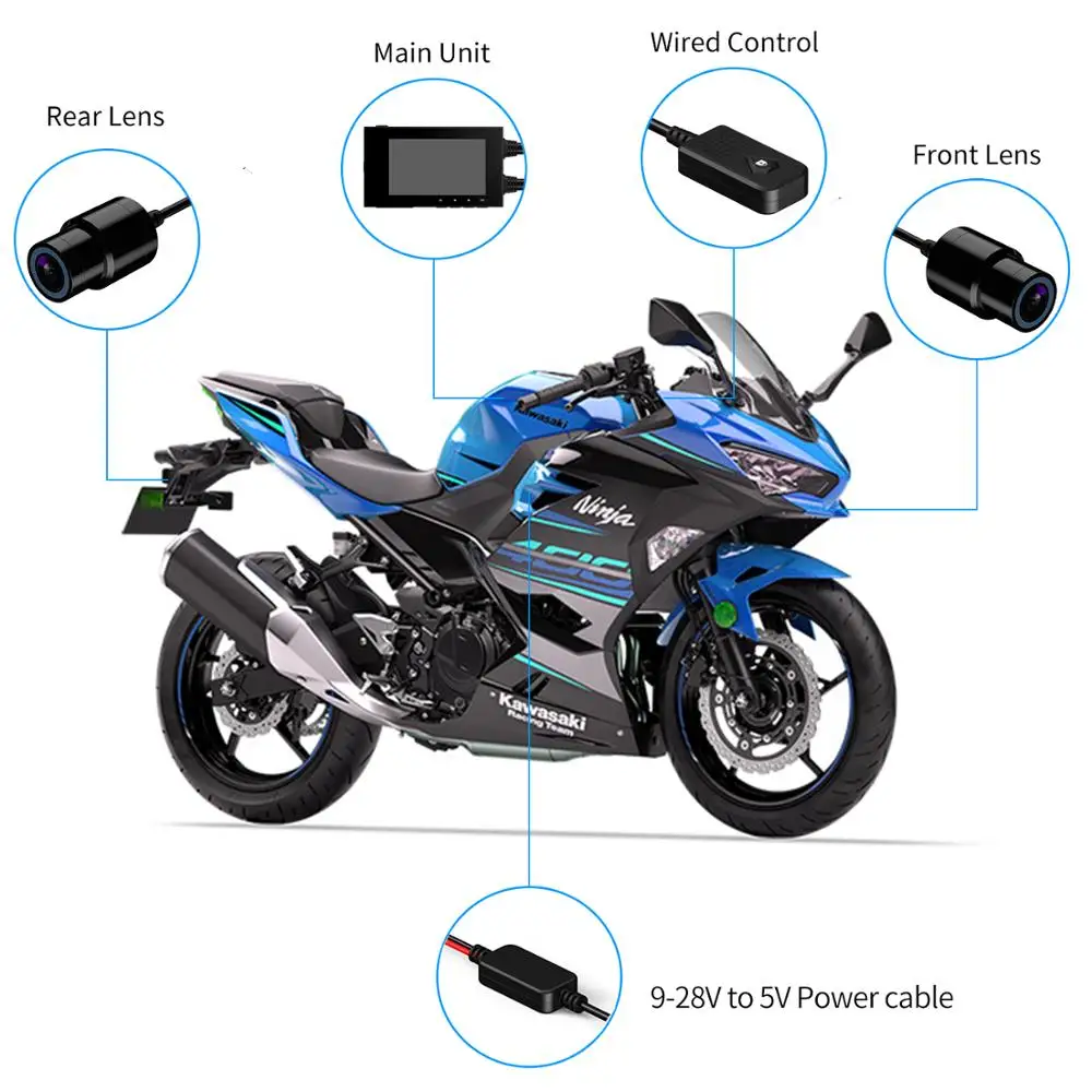  Motowolf M1 Dual Lens 1080P Dash Cam DVR Motorcycle Camera Driving Recorder Waterproof Support Wi-F