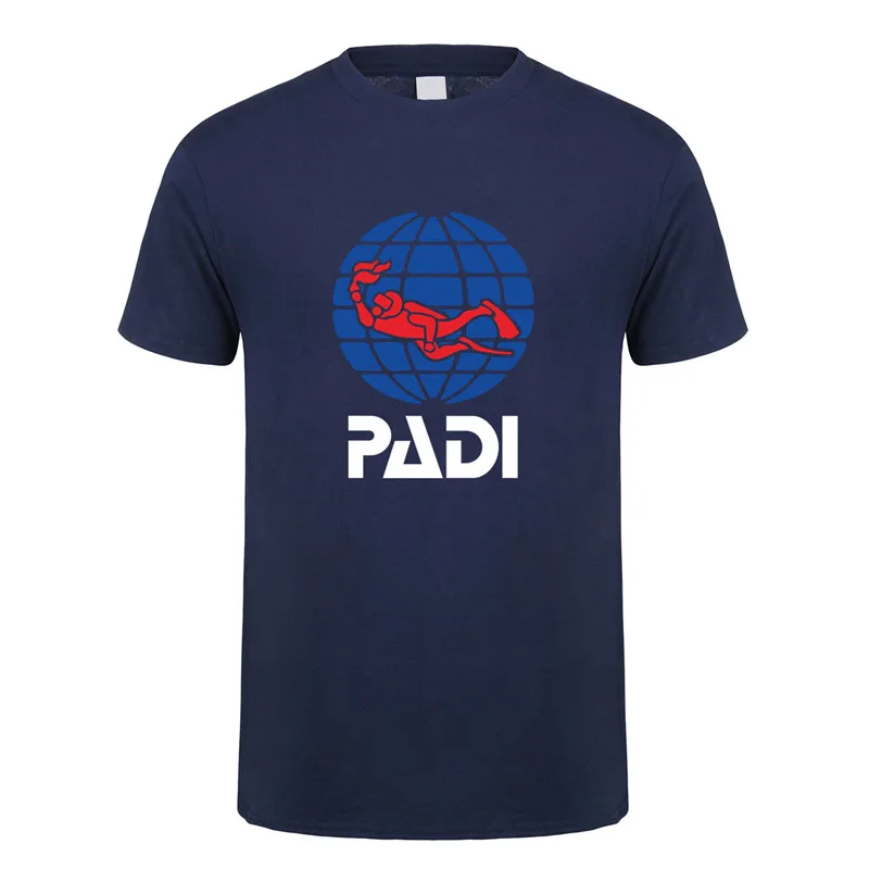 PADI/футболка; летняя хлопковая футболка с короткими рукавами и надписью «scuba driver padi»; Мужская футболка; футболки; LH-084 - Цвет: Navy