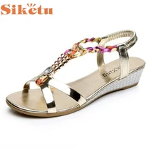 Été Strass Femmes Sandales Plates pour les Femmes Mode Casual Sandales Confortable Plage Chaussures LFY117