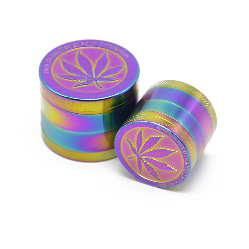 Mini 40mm Herb Grinder Small 50mm 4 Layers Crusher Rainbow Color Leaf