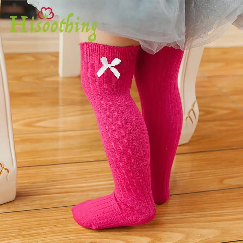 6 Candy Colors Cotton Pantyhose Girl Long Tube Bowtie Decoration Baby Girl Socks Soft Summer