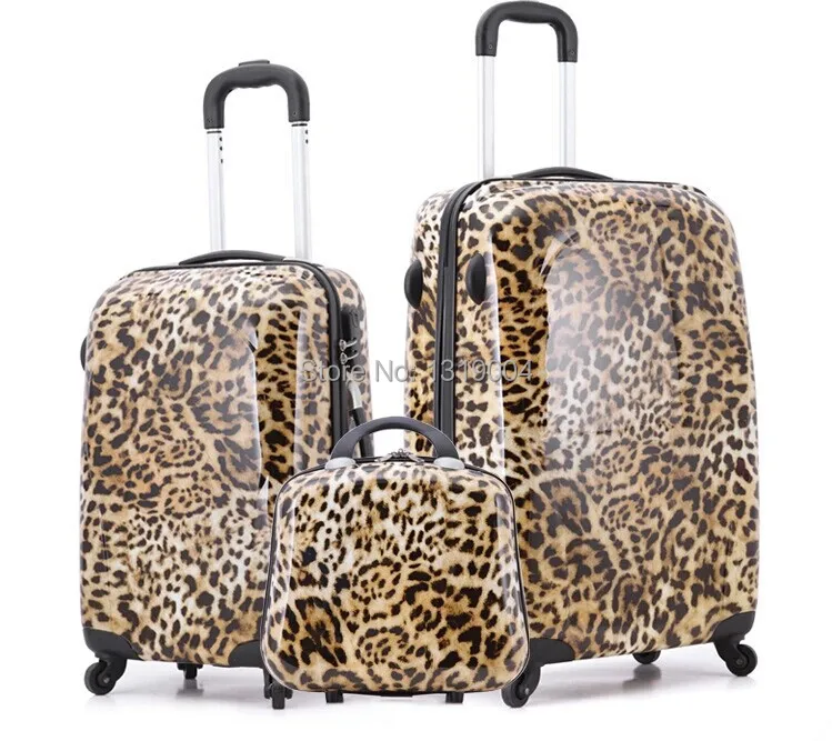Wholesale new arrival leopard print luggage set for women,14 24inch
