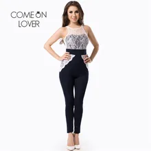 RI70199 Боди Комбинезоны кружевные лоскутные женские комбинезоны кружевные с высоким воротом два цвета офисные вечерние облегающие сексуальные комбинезоны