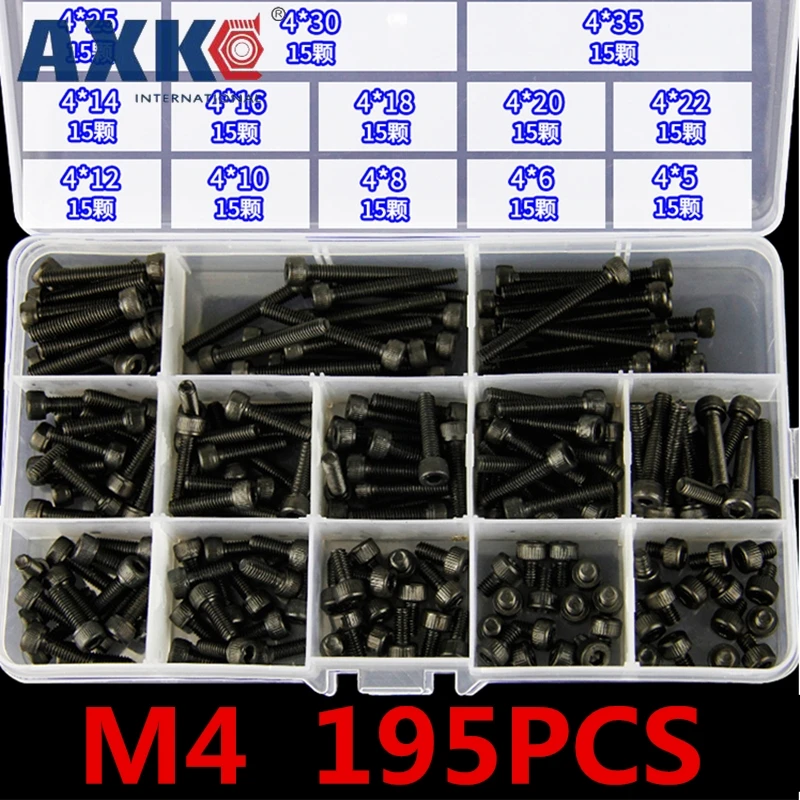 AXK 260 шт M3/M4/M5/M6/M8/M10 высокопрочные болты 12,9 Набор шестигранных винтов