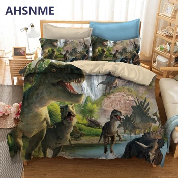 

AHSNME Dinosaur Style bedding set T-Rex pattern Quilt Cover boy's favorite home textiles Multi-country size for AU/US/EU/RU