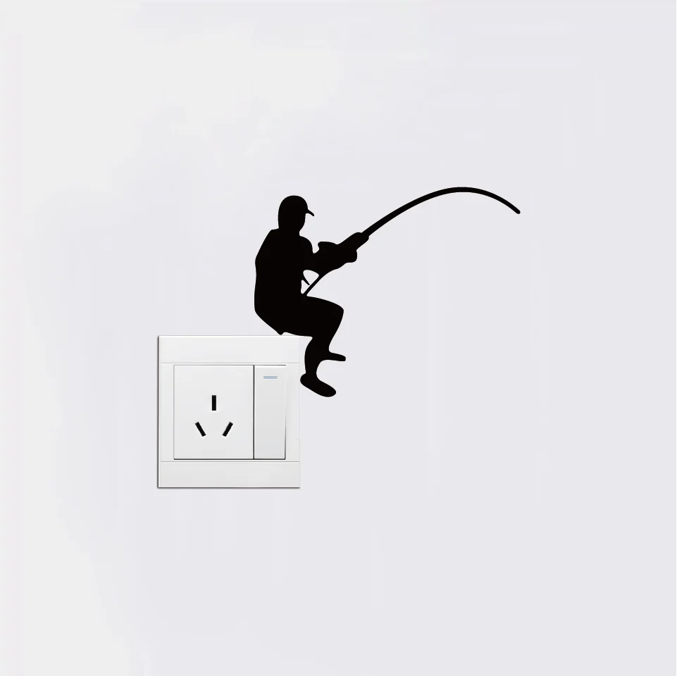 Fishing Man Silhouette Switch Sticker Personality Vinyl Art Wall Sticker Home Decor SW0150 Fishing Man Silhouette Switch Sticker Personality Vinyl Art Wall Sticker Home Decor SW0150