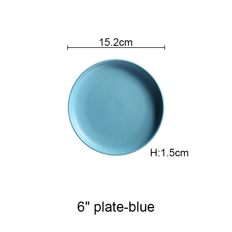 Керамические обеденные тарелки, тарелка из говядины, посуда, Круглый однотонный цвет, десертное блюдо, простая и креативная Салатница, блюда Akuhome - Цвет: small blue