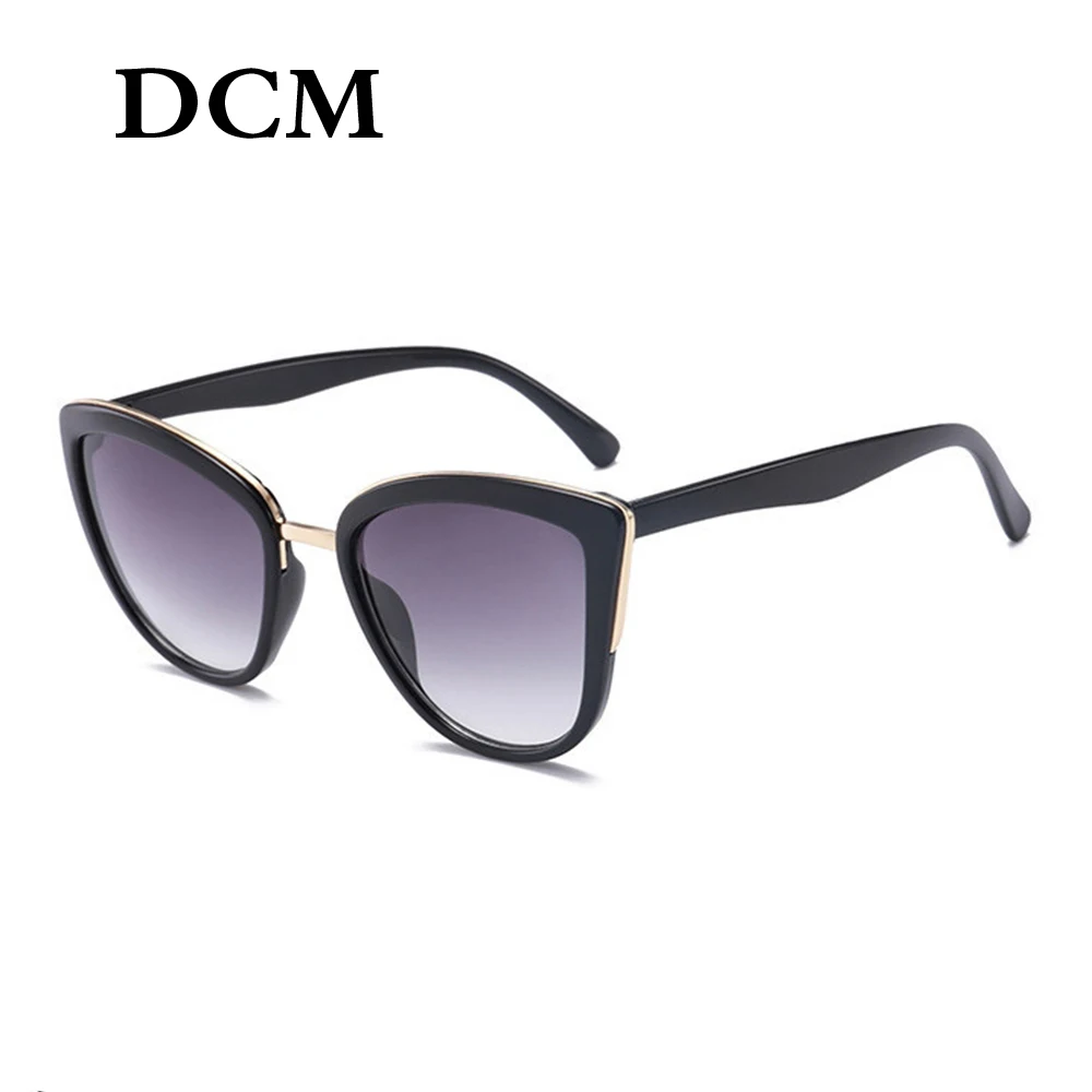 C2BlackGray DCM Cateye Солнцезащитные очки женские винтажные градиентные очки ретро солнцезащитные очки «кошачий глаз» женские очки UV400 - Цвет линз: C2BlackGray
