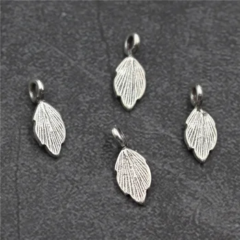 

Real 925 Sterling Silver DIY Leaf Pendant Charm Suit Bracelet Making Fine Jewelry Accessories Finding