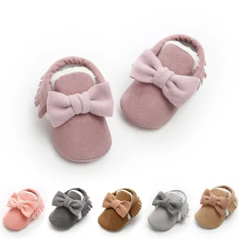 

Newborn Bowknot Tassel Soft Soled Snow Boots For Baby Girls Winter Warm Infant Toddler Bebe Romirus Shoes 0-18M Baby Moccasins
