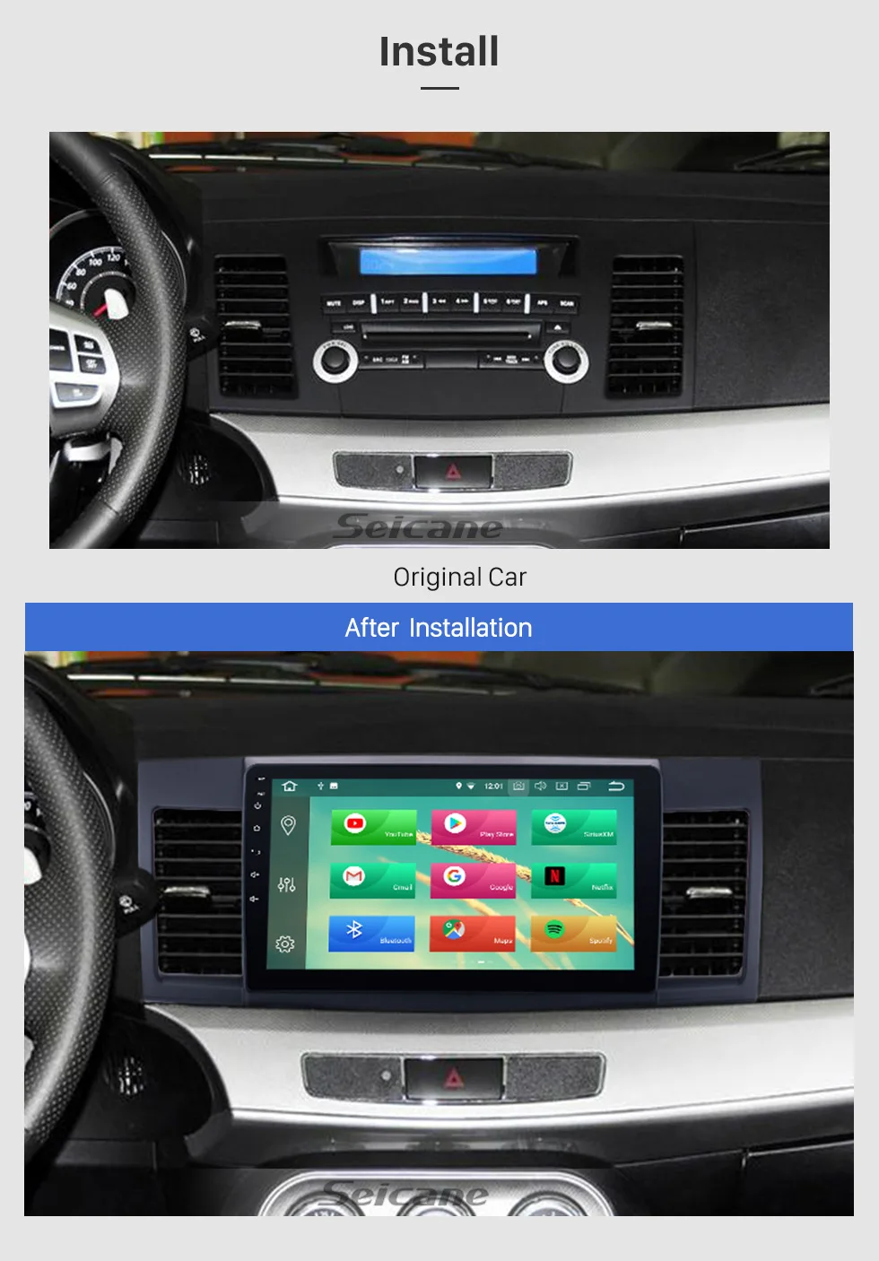 Flash Deal Seicane 10.1 inch Android 8.1 for 2007-2015 Mitsubishi Lancer Car Radio 1024*600 GPS navigation Multimedia Mirror link 4G WIFI 5