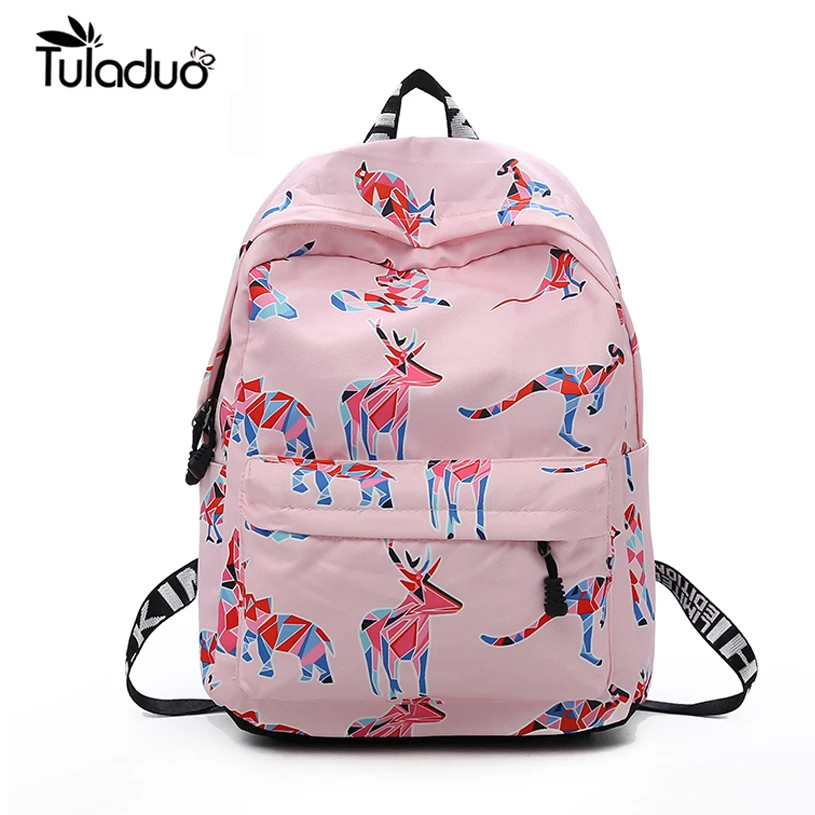 School Backpack for Junior High School Student Girls Giraffe Animal