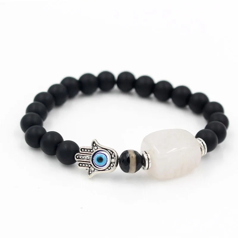 Натуральное черное покрытие вулкан рок блок порошок бисера Фатима пальмовые бусины Энергетический Браслет