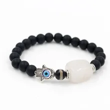 Натуральное черное покрытие вулкан рок блок порошок бисера Фатима пальмовые бусины Энергетический Браслет