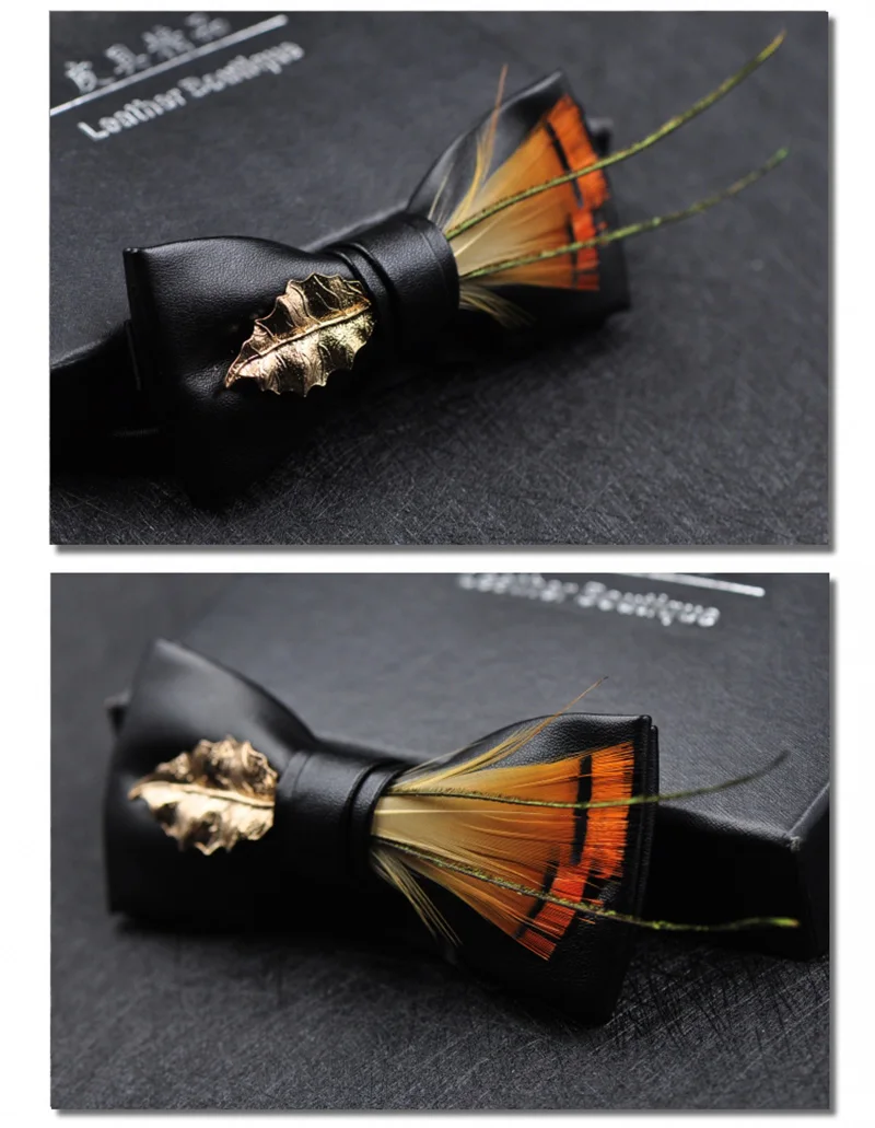 Высокое качество модные галстуки-бабочки для мужчин галстук для смокинга Творческий перо Декор Свадебная вечеринка красный черный