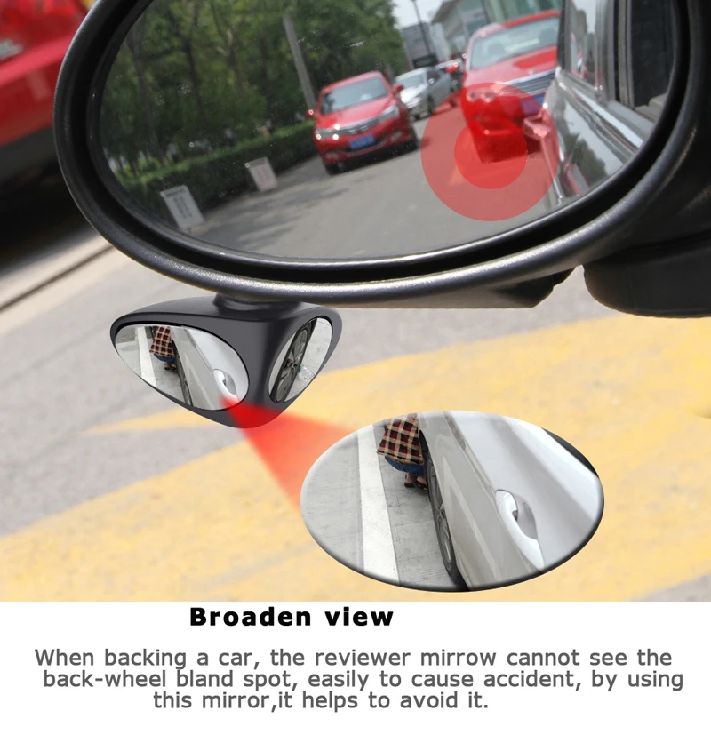 2 в 1 Автомобильное Зеркало для слепого пятна, широкоугольное зеркало, вращение на 360 градусов, регулируемое выпуклое зеркало заднего вида, вид на переднее колесо, Автомобильное Зеркало
