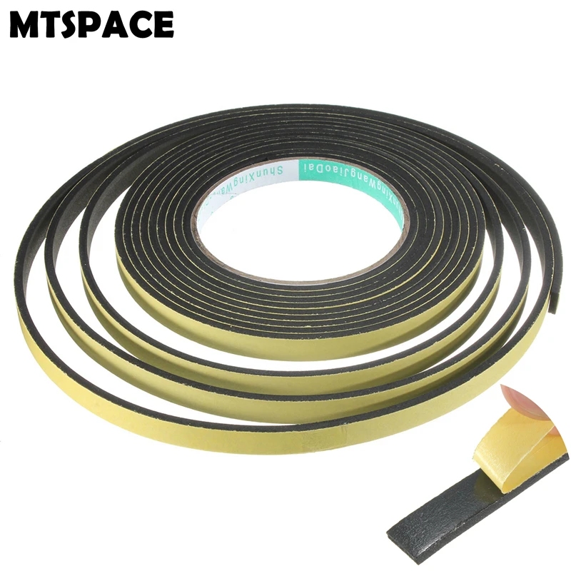 MTSPACE 5M 3x10mm Single Sided Adhesive Waterproof Weather Stripping Foam Sponge Rubber Strip Tape Door Seal