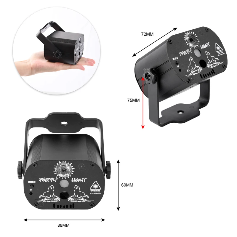 Светодиодный светильник для дискотеки, сценический светильник с голосовым управлением, музыкальный лазерный проектор, светильник s RGB, лампа с эффектом 60 режимов, вечерние, для шоу с управлением