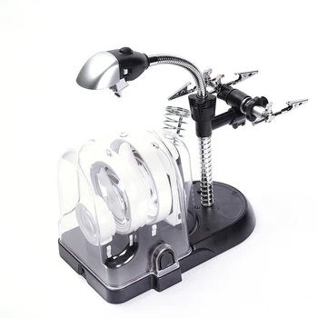 

2.5X 5X 16X Desktop And Handheld Illuminated Magnifying Glass 3Pcs Interchangeable Lens With Soldering Stand And Auxiliary Cli