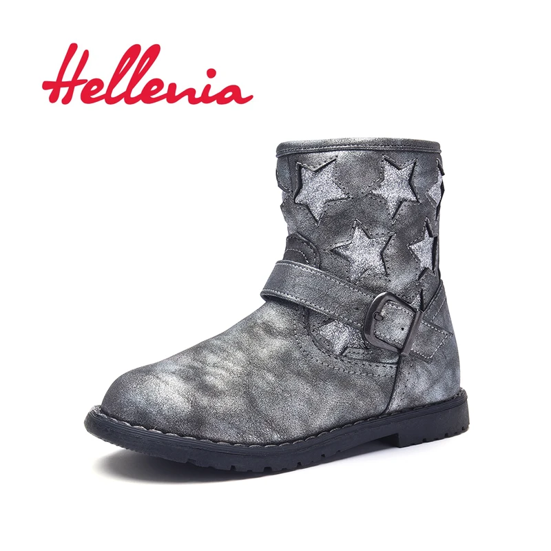

Hellenia fashion little kids ankle boots girls breathable mesh lining with bling star children shoes Spring grey pink size 24-29