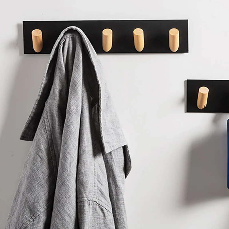 

Wooden Sticky Wall towel Hook Clothes towel hanger Key Hooks Kitchen Door Hooks for Bathroom Minimalist Home Decor Door Hanger