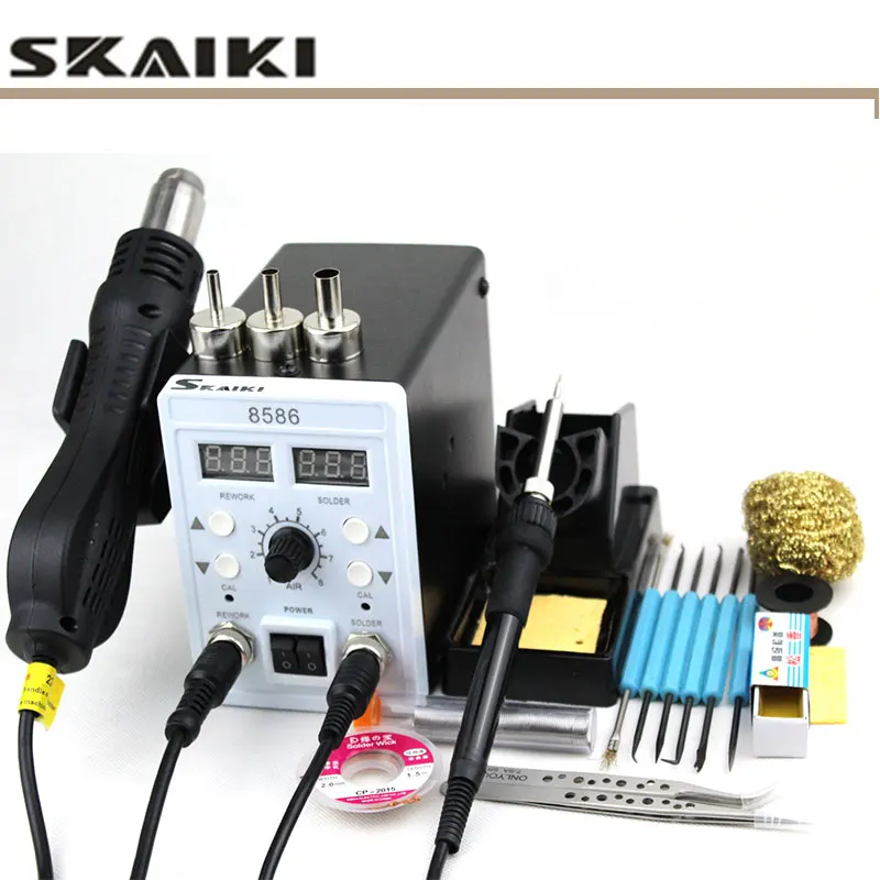 

Skaiki 8586 2 in 1 solder station 110V 220VDouble display adjustable constant temperature hot air gun repair welding station