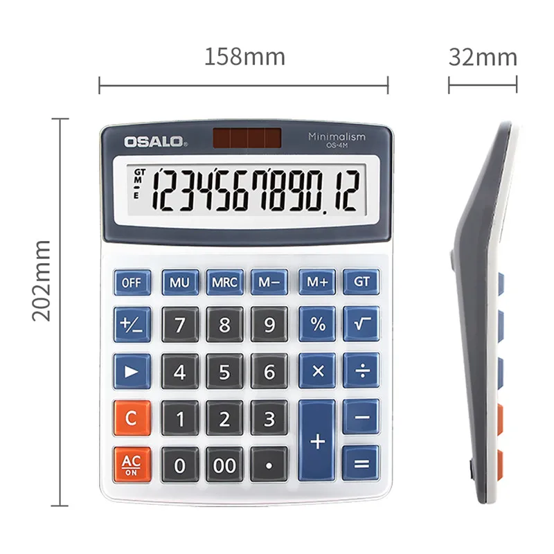 

OSALO Solar dual power office calculator 12 digits big screen office financial calculator comfortable button