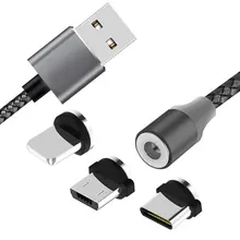 Круглый Магнитный кабель для быстрой зарядки Micro usb type-C, кабель для iPhone, samsung, Xiaomi, USB-C, магнитный кабель для зарядки телефона