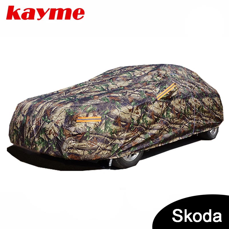 

Kayme Camouflage waterproof car covers outdoor cotton auto suv protective for skoda yeti superb rapid octavia 2 a5 a7 fabia