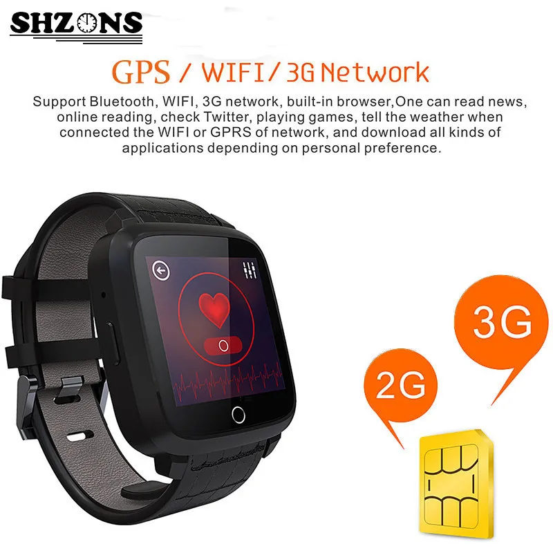 

3G Smartwatch MTK6580 Quad Core GPS WIFI 8GB MIC Heart Rate Monitor Camera for Android IOS Sport Watch Phone Activity Tracker