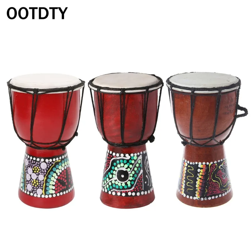 

OOTDTY 4 inch Professional African Djembe Drum Bongo Wood Good Sound Musical Instrument