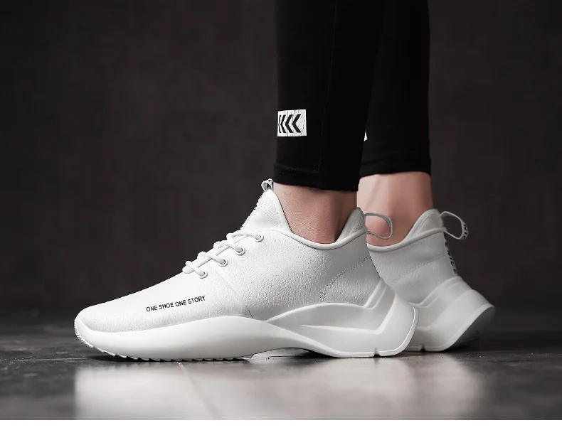 New Spring Autumn Man Walking Shoes Leather Breathable Korean Waterproof Student Damping Wear-resistant Running Shoes for Male (15)