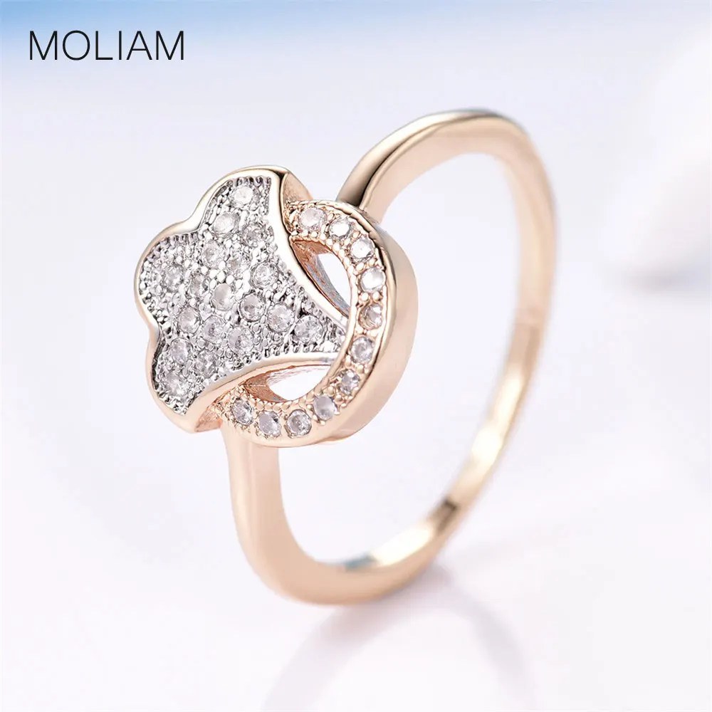 Женское кольцо MOLIAM золотистое с фианитом для помолвки и вечеринки MLR280|finger ring|fashion
